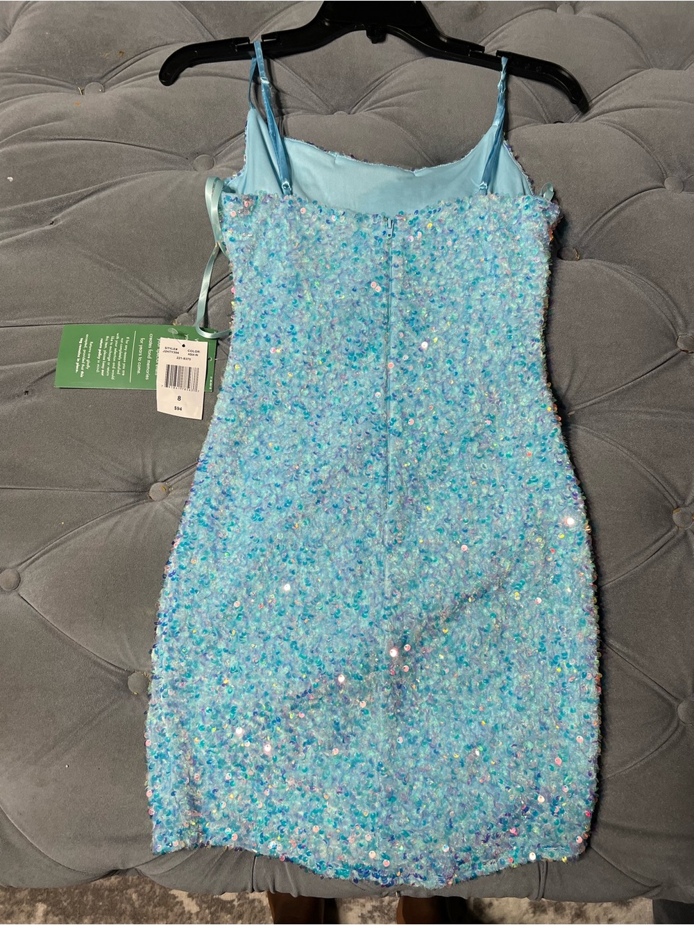 B. Smart Light Blue Sequin Mini Dress - Picture 3 of 11